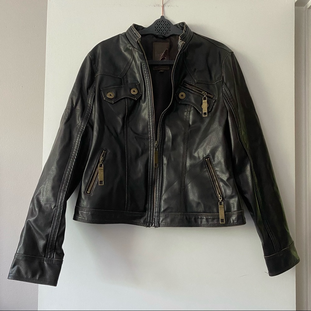 Frida G London Brown Black Faux Leather Jacket